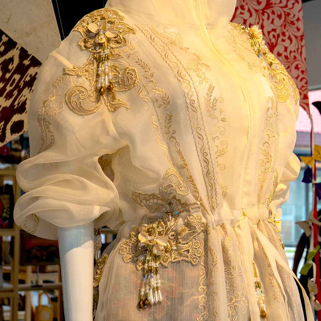 Filipiniana with pearl accents
