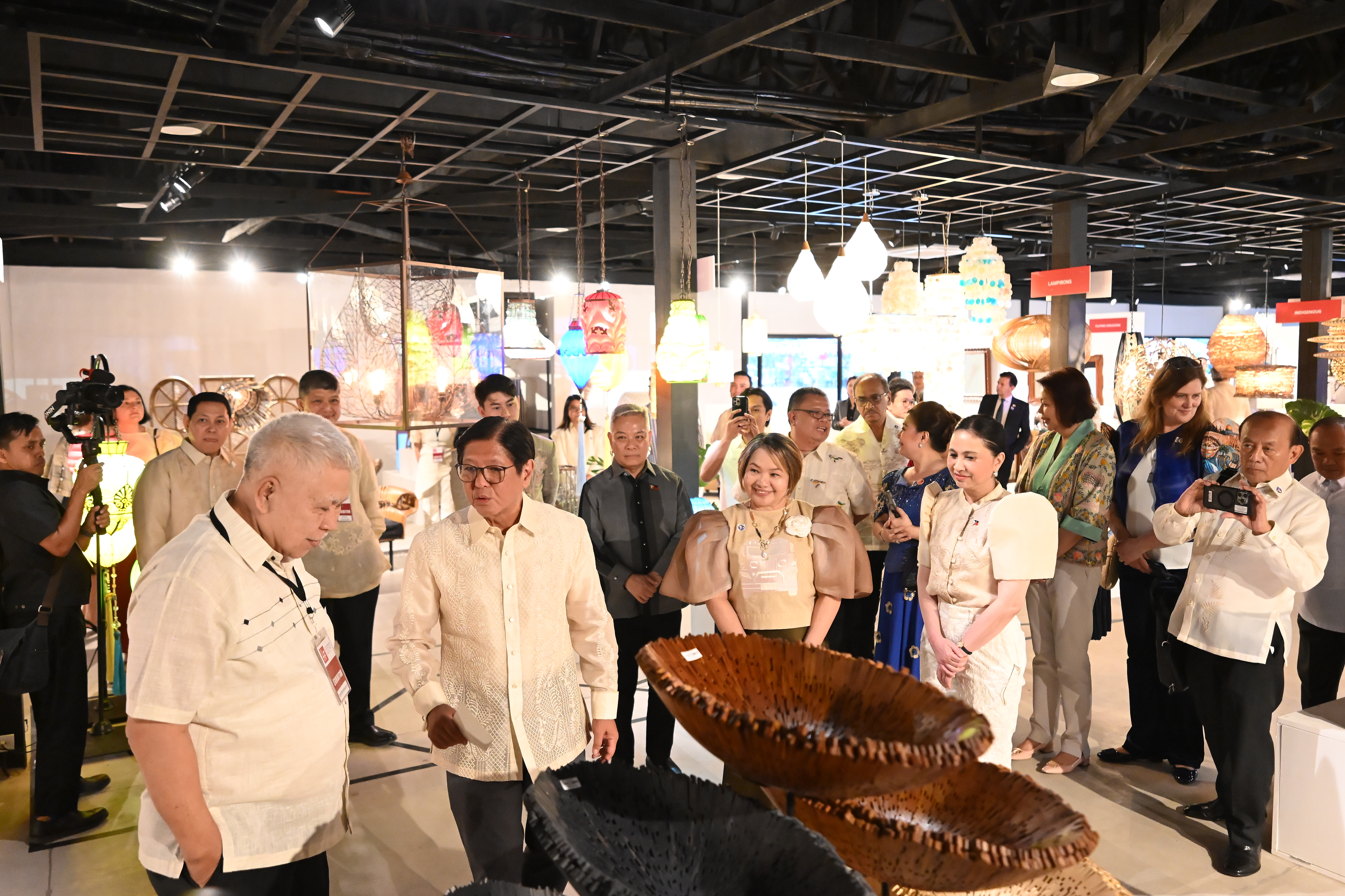 PBBM with other government officials checking out the new Likhang Filipino Exhibition Halls